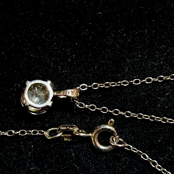 Dainty Cubic Zirconia & Sterling Silver Pendant w/ Chain - Picture 2 of 4